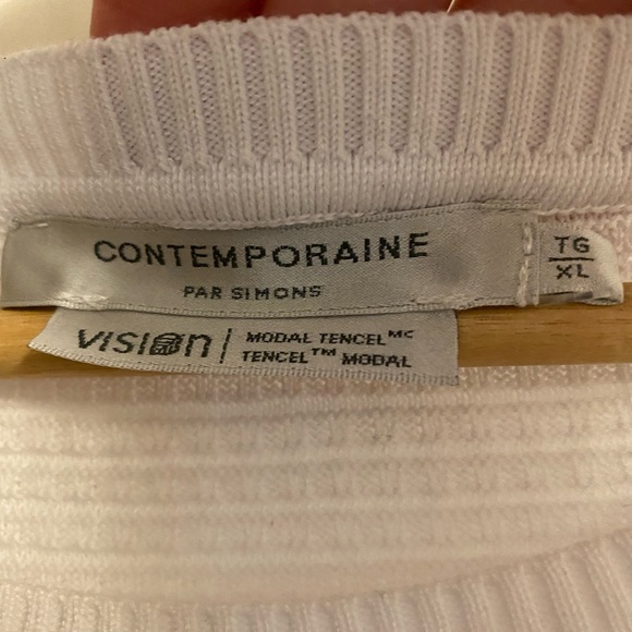 White waffle knit crewneck sweater - Picture 2 of 5